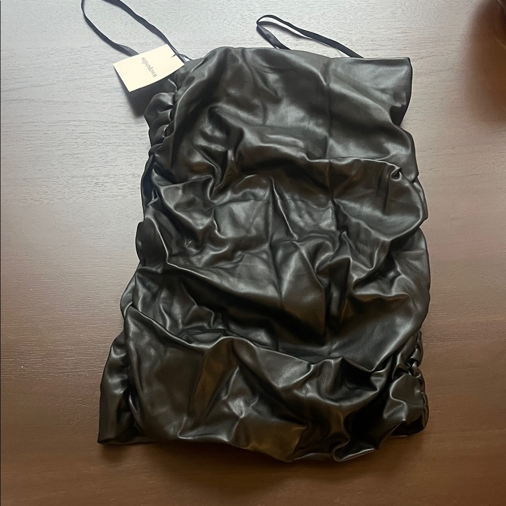 Superdown Black Leather Skirt